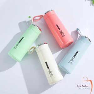 Nice Glass Water Bottles Natural BPA Free Eco Friendly Reusable Refillable Water Glass Water Bottles Wide Mouth Liquid Storage Leak Proof Caps Perfect For Travel and Storing Beverages Juice Smoothies Tea 450ml Multicolor